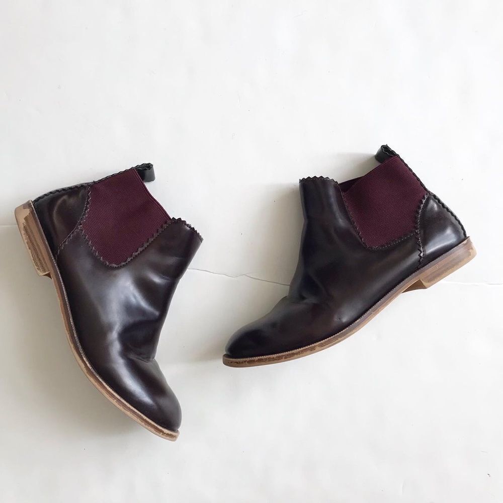 Zara wine faux leather chelsea boots VGUC - small scuff size 35 (3 youth)